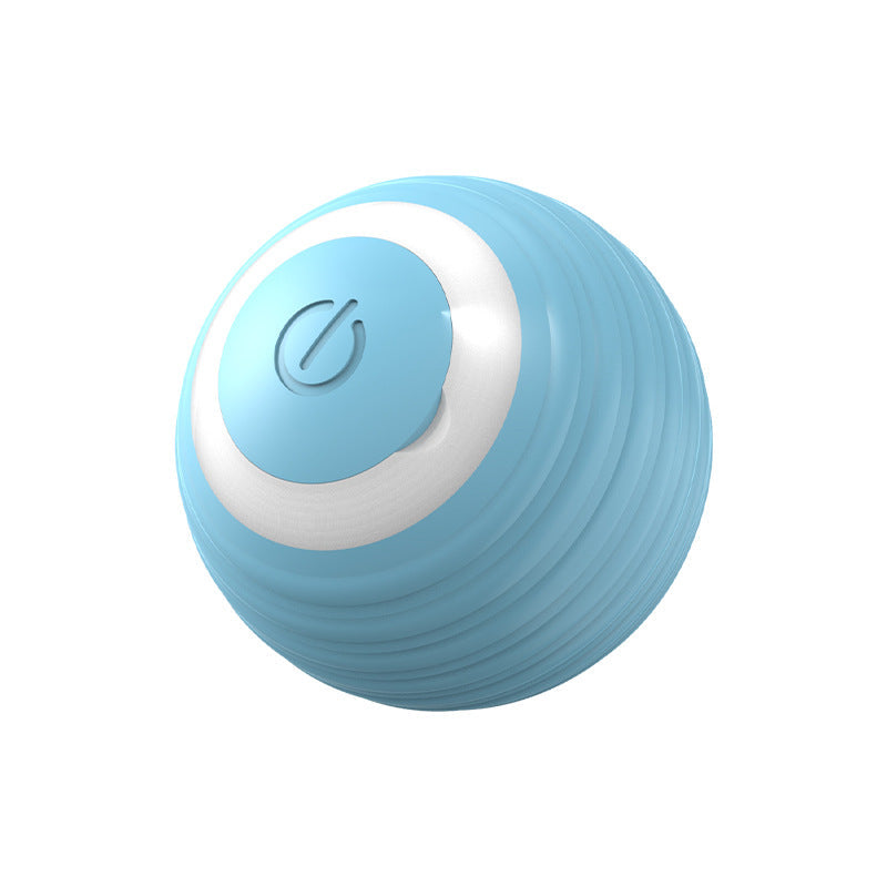 Blue and pink automatic moving bouncing silicone cat toy balls with charging cable and box for indoor kittens
