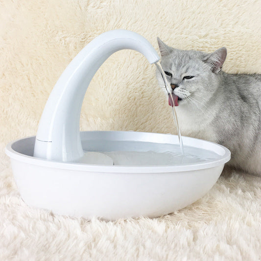 Pet Drinking Fountain Swan design with flowing water for cats and small dogs