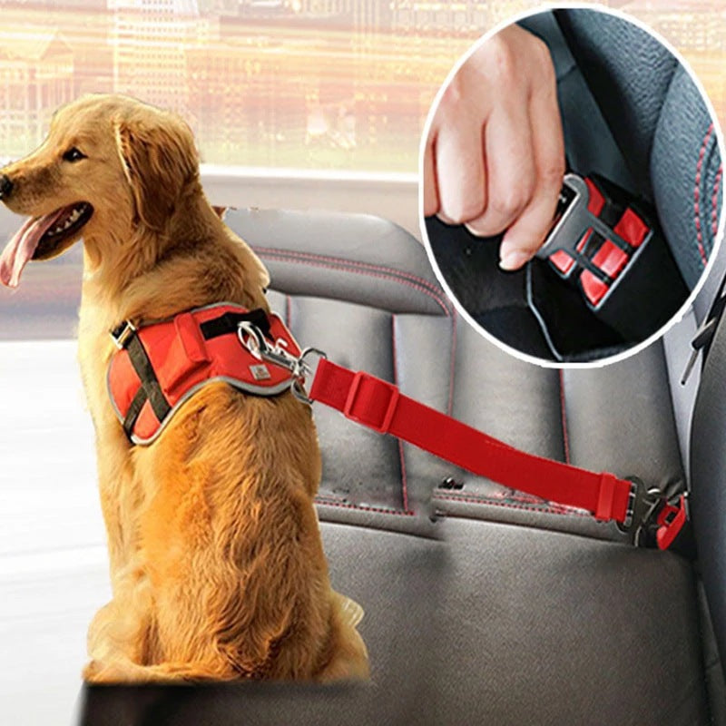 Adjustable Pet Cat Dog Car Seat Belt Pet Seat Vehicle Dog Harness Lead Clip Safety Lever Traction Dog Collars Dogs Accessoires Pets Products null