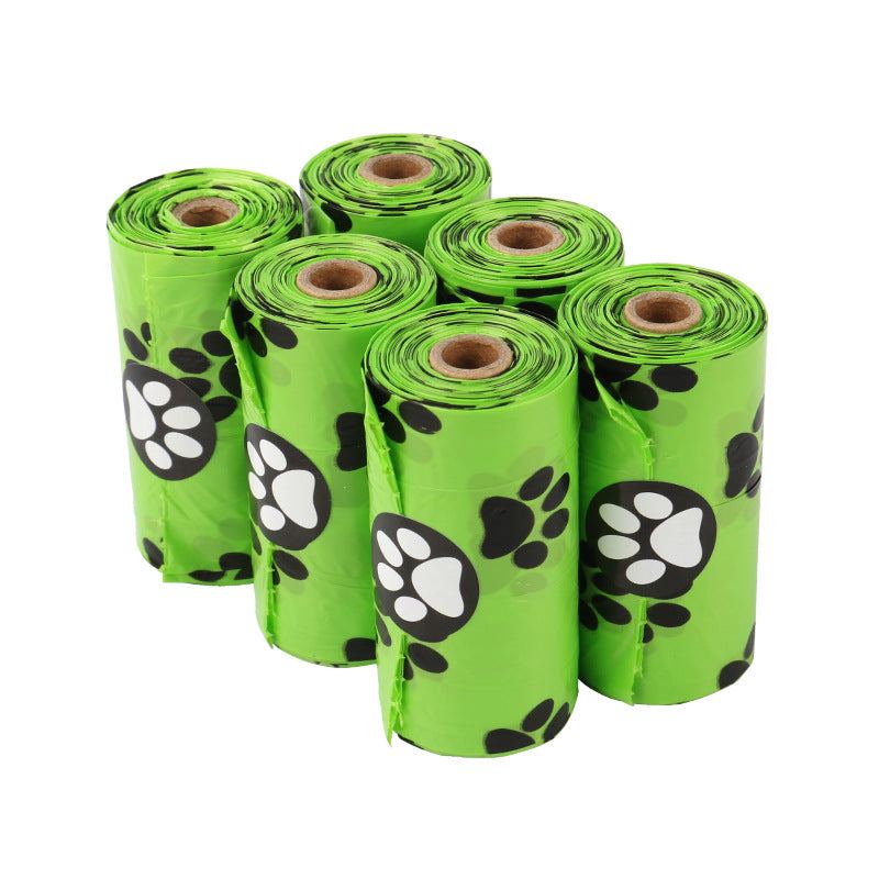 Green continuous roll dog poop bag made of HDPE and EPI biodegradable material