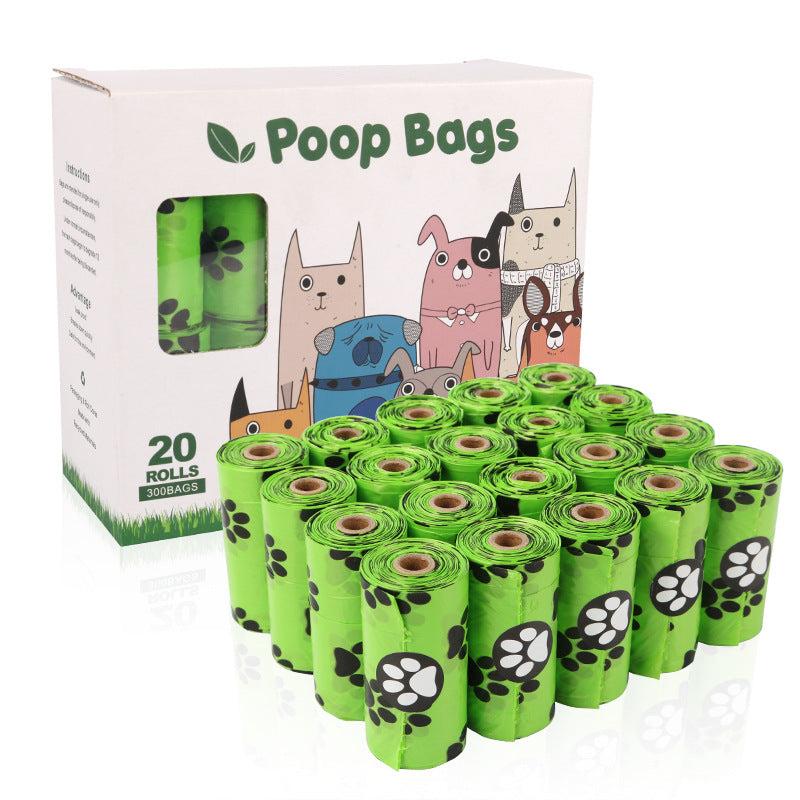 Green continuous roll dog poop bags made of HDPE and EPI biodegradable material