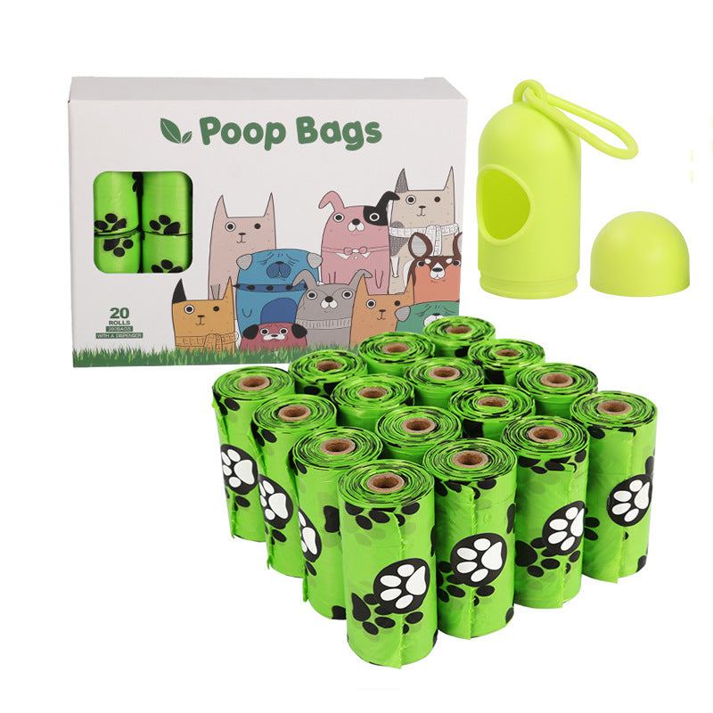 Roll of green biodegradable dog poop bags made of HDPE and EPI material
