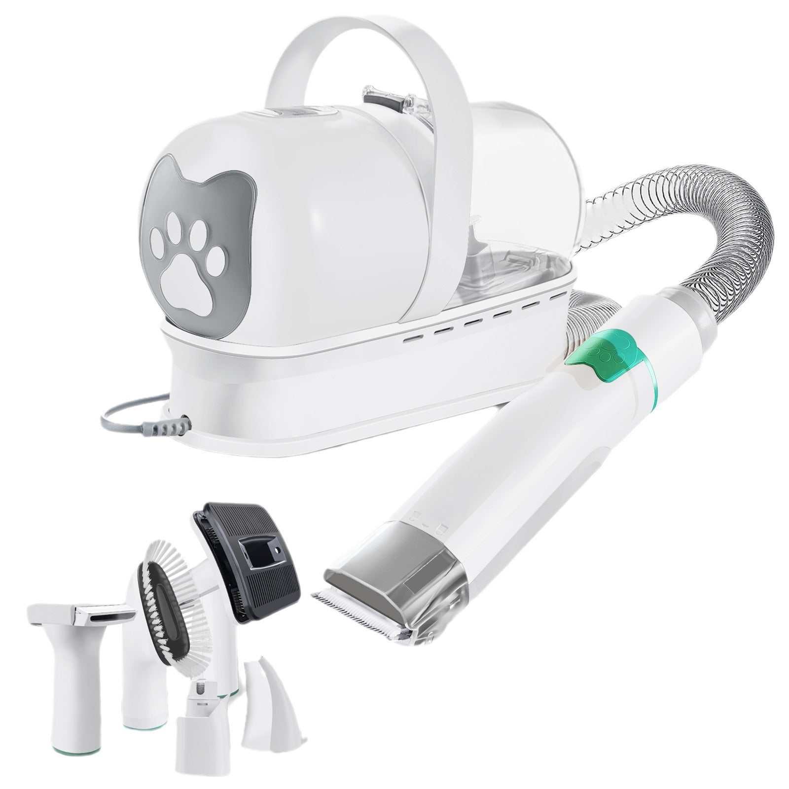 White 7-in-1 multifunctional vacuum trimming pet grooming device for dogs made of ABS