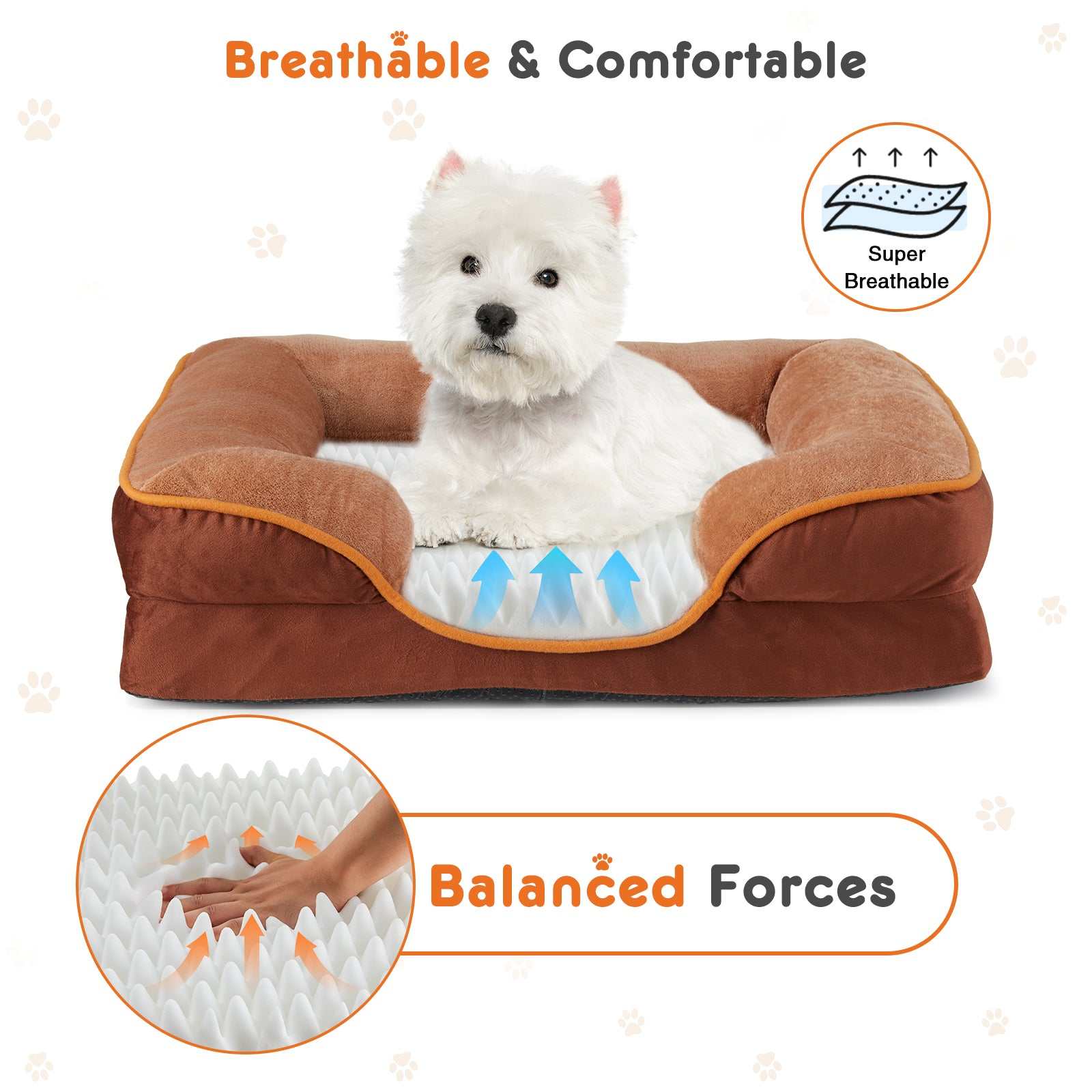 Memory foam pet bed with washable cover and non-slip base for small dogs and cats