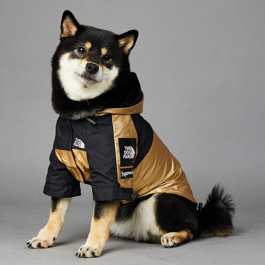 Large golden dog raincoat polyester pet jacket for large dogs