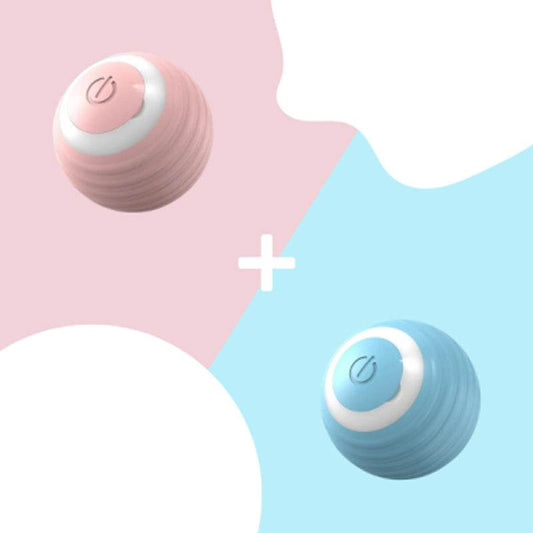 Automatic moving bouncing silicone cat toy ball in blue and pink for indoor kittens